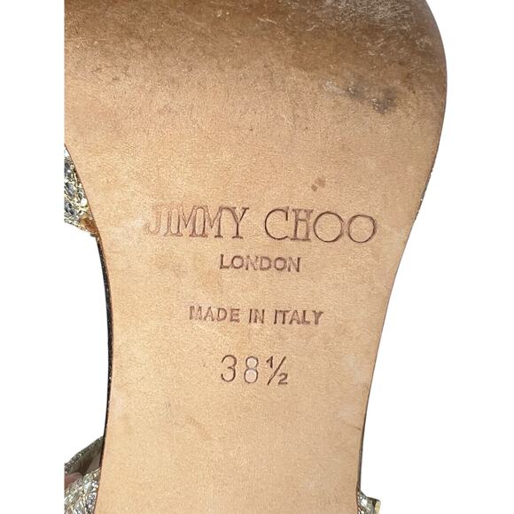 Vintage Jimmy Choo Women’s Gold Glitter Heels Size 38.5 US 8.5 - Picture 11 of 13